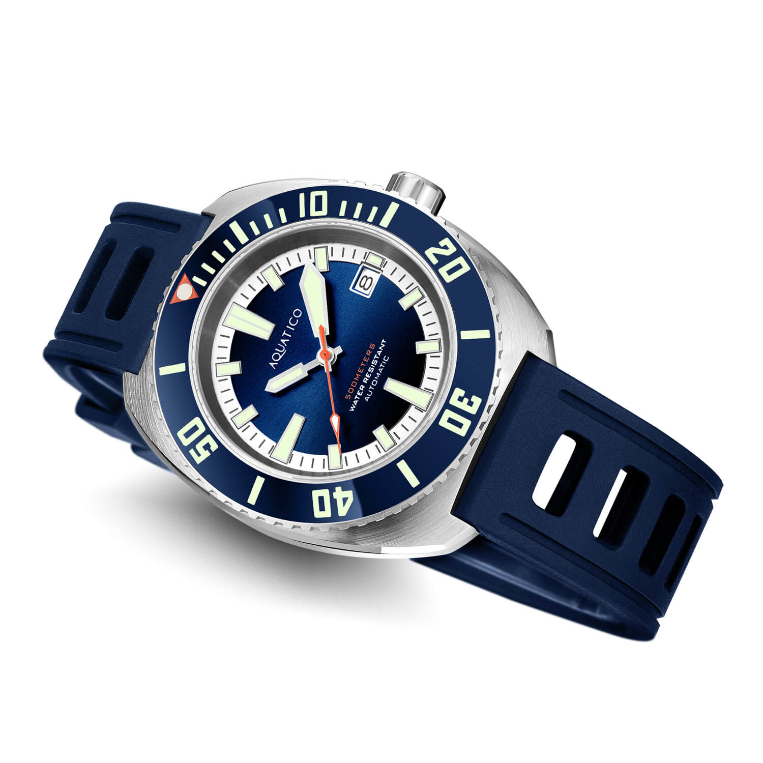 Aquatico Oyster 44mm Automatic Men's Diver Watch Blue Dial/Blue Bezel